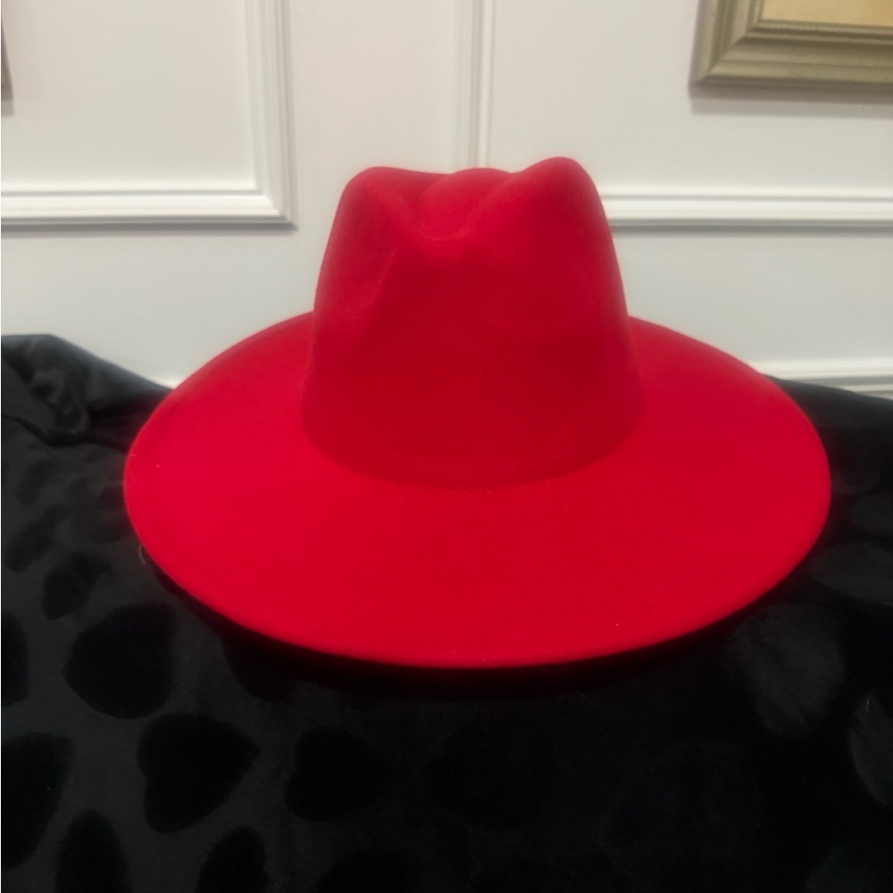 NEW Vibrant Red Wide-Brim Hat